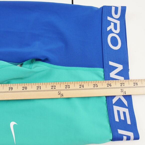 Nike Pro Dri Fit Teal Blue Green Contrast Older Kids Girls Leggings Sz S - Picture 4 of 9